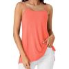 imageLYANER Womens Loose Square Neck Spaghetti Straps Slit Side Camisole Tank Cami TopCoral