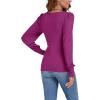 imageLYANER Womens Scoop Neck Puff Long Sleeve Tops Casual Basic Solid T Shirt Button Cuffs Pullovers Shirts BlousePurplish Red