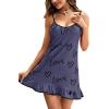 imageLYANER Womens Nightgown V Neck Spaghetti Strap Sleeveless Printed Nightdress SleepwearDusty Blue