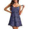 imageLYANER Womens Nightgown V Neck Spaghetti Strap Sleeveless Printed Nightdress SleepwearDusty Blue