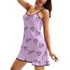 imageLYANER Womens Nightgown V Neck Spaghetti Strap Sleeveless Printed Nightdress SleepwearLight Purple