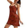 imageLYANER Womens Nightgown V Neck Spaghetti Strap Sleeveless Printed Nightdress SleepwearWine Red