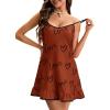 imageLYANER Womens Nightgown V Neck Spaghetti Strap Sleeveless Printed Nightdress SleepwearWine Red