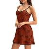 imageLYANER Womens Nightgown V Neck Spaghetti Strap Sleeveless Printed Nightdress SleepwearWine Red