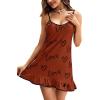 imageLYANER Womens Nightgown V Neck Spaghetti Strap Sleeveless Printed Nightdress SleepwearWine Red