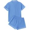 imageLYANER Womens Pajamas Set Heart Print Button Short Sleeve Shirt with Shorts Sleepwear PJs SetAzure