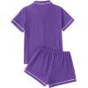 imageLYANER Womens Pajamas Set Heart Print Button Short Sleeve Shirt with Shorts Sleepwear PJs SetDark Purple