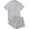 imageLYANER Womens Pajamas Set Heart Print Button Short Sleeve Shirt with Shorts Sleepwear PJs SetLight Grey