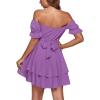 imageLYANER Womens Tie Back Off Shoulder Wrap Layer Ruffle Short Sleeve Mini DressLilac
