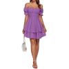 imageLYANER Womens Tie Back Off Shoulder Wrap Layer Ruffle Short Sleeve Mini DressLilac