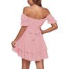 imageLYANER Womens Tie Back Off Shoulder Wrap Layer Ruffle Short Sleeve Mini DressPlain Dusty Pink