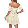 imageLYANER Womens Tie Back Off Shoulder Wrap Layer Ruffle Short Sleeve Mini DressSolid Apricot