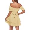 imageLYANER Womens Tie Back Off Shoulder Wrap Layer Ruffle Short Sleeve Mini DressSolid Light Yellow