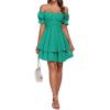imageLYANER Womens Tie Back Off Shoulder Wrap Layer Ruffle Short Sleeve Mini DressSolid Turquoise