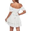 imageLYANER Womens Tie Back Off Shoulder Wrap Layer Ruffle Short Sleeve Mini DressSolid White