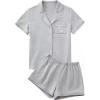 imageLYANER Womens Pajamas Set Heart Print Button Short Sleeve Shirt with Shorts Sleepwear PJs SetLight Grey