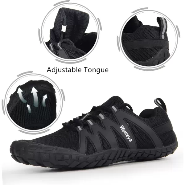 imageWeweya Barefoot Shoes Men Minimalist Running Cross Training ShoeBlack Adjustable Tongue