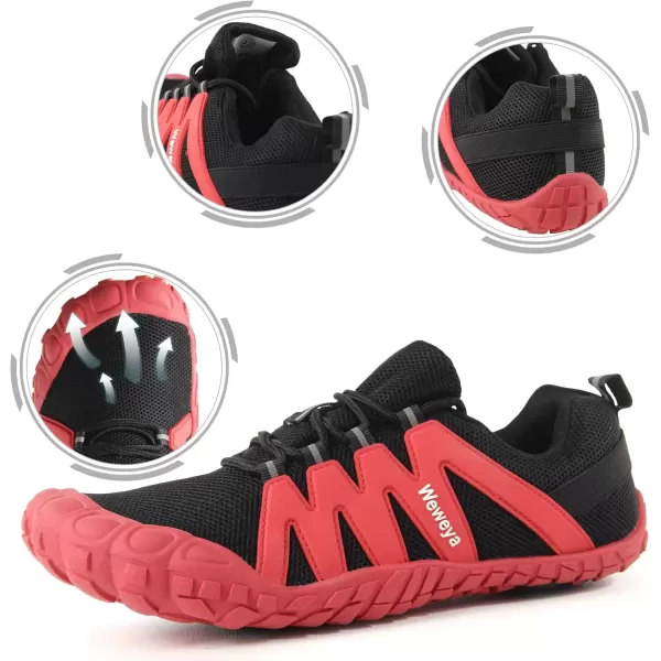 imageWeweya Barefoot Shoes Men Minimalist Running Cross Training ShoeBlack Red Adjustable Tongue
