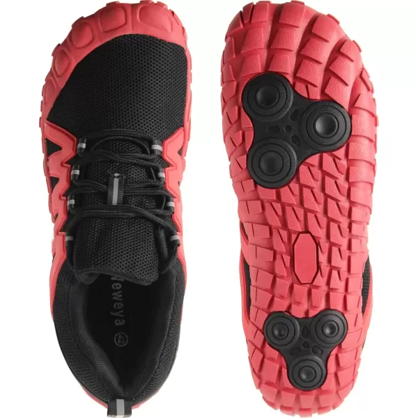 imageWeweya Barefoot Shoes Men Minimalist Running Cross Training ShoeBlack Red Adjustable Tongue