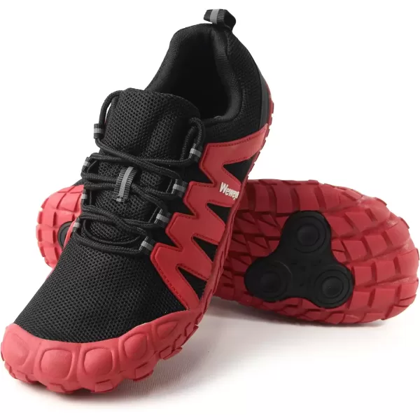 imageWeweya Barefoot Shoes Men Minimalist Running Cross Training ShoeBlack Red Adjustable Tongue