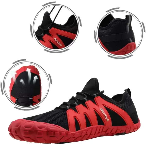 imageWeweya Barefoot Shoes Men Minimalist Running Cross Training ShoeBlackRed