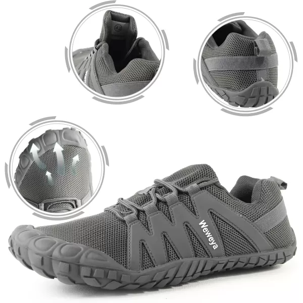imageWeweya Barefoot Shoes Men Minimalist Running Cross Training ShoeGray Adjustable Tongue