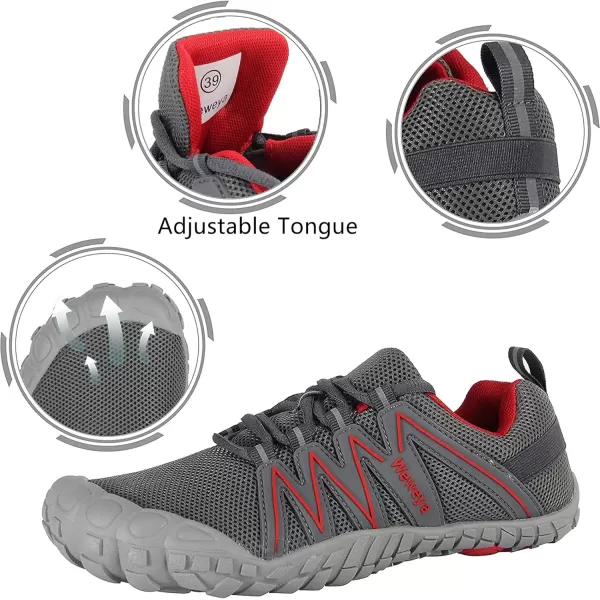 imageWeweya Barefoot Shoes Men Minimalist Running Cross Training ShoeGrey Red