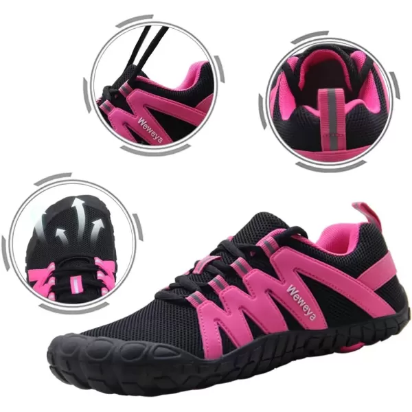 imageWeweya Barefoot Shoes for Women Minimalist Running Cross Training ShoeBlack Hot Pink