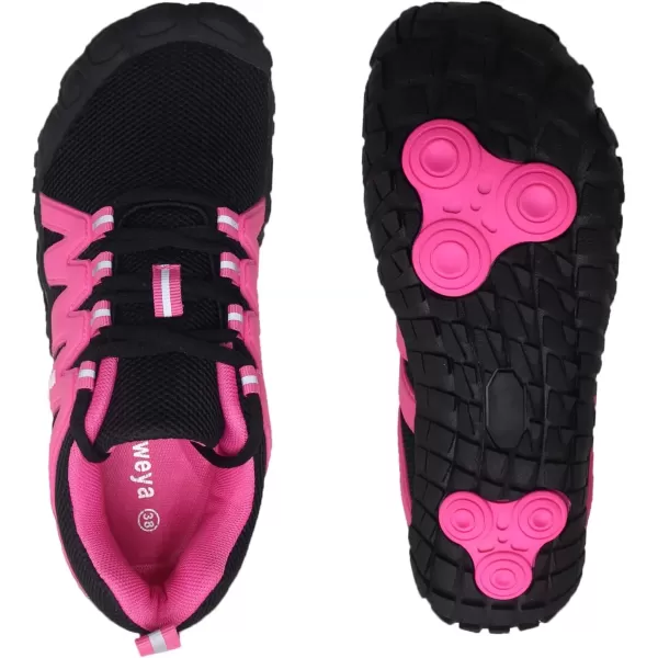 imageWeweya Barefoot Shoes for Women Minimalist Running Cross Training ShoeBlack Hot Pink