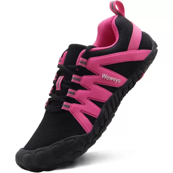 imageWeweya Barefoot Shoes for Women Minimalist Running Cross Training ShoeBlack Hot Pink