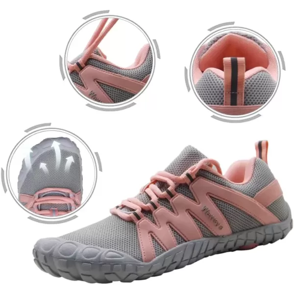 imageWeweya Barefoot Shoes for Women Minimalist Running Cross Training ShoeGray Pink