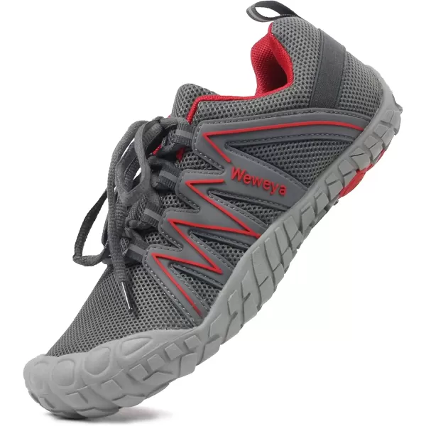 imageWeweya Barefoot Shoes for Women Minimalist Running Cross Training ShoeGrey Red