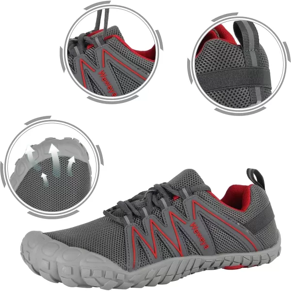imageWeweya Barefoot Shoes for Women Minimalist Running Cross Training ShoeGrey Red