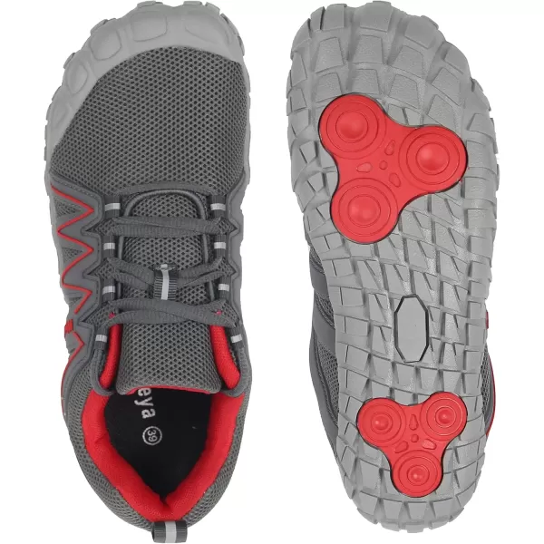 imageWeweya Barefoot Shoes for Women Minimalist Running Cross Training ShoeGrey Red