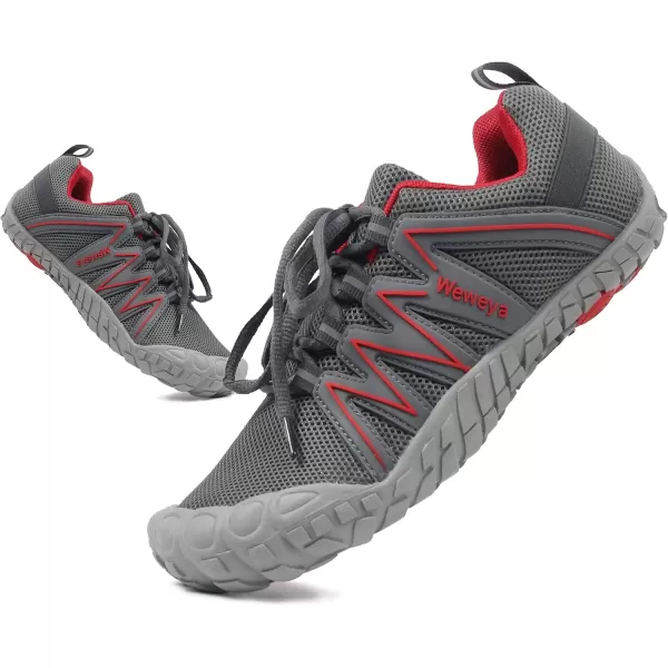 imageWeweya Barefoot Shoes for Women Minimalist Running Cross Training ShoeGrey Red
