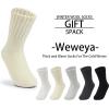 imageWeweya Boot Socks for Women  Thick Winter Socks  Knit Warm Socks  Gifts for WomenBlack  Dark Grey  Light Grey  White  Mikeyellow