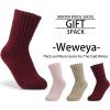 imageWeweya Boot Socks for Women  Thick Winter Socks  Knit Warm Socks  Gifts for WomenRed  Beige  Pink