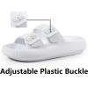 imageWeweya Sandals for Women and Men  Pillow Slippers  Double Buckle Adjustable Slides  EVA Flat SandalsWhite