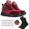 imageWeweya Womens Snow Boots Fur Lined Booties AntiSlip Ankle Boots Winter SneakersRed
