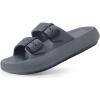 imageWeweya Sandals for Women and Men  Pillow Slippers  Double Buckle Adjustable Slides  EVA Flat SandalsGrey