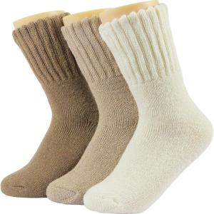 imageWeweya Boot Socks for Women  Thick Winter Socks  Knit Warm Socks  Gifts for WomenDark Brown  Light Brown  Light Cream