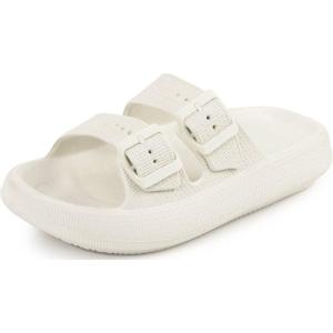 imageWeweya Sandals for Women and Men  Pillow Slippers  Double Buckle Adjustable Slides  EVA Flat SandalsBeige