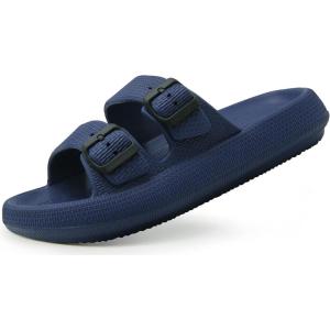 imageWeweya Sandals for Women and Men  Pillow Slippers  Double Buckle Adjustable Slides  EVA Flat SandalsBlue