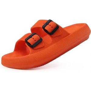 imageWeweya Sandals for Women and Men  Pillow Slippers  Double Buckle Adjustable Slides  EVA Flat SandalsOrange