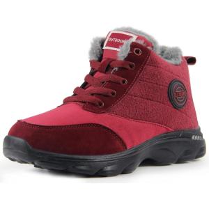 imageWeweya Womens Snow Boots Fur Lined Booties AntiSlip Ankle Boots Winter SneakersRed