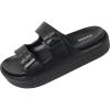 imageWeweya Platform Sandals for Women  Double Layer Slip On Sandals  Adjustable Buckle Casual SandalsBlack