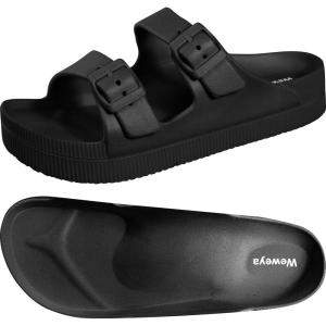 imageWeweya Arch Support Womens Sandals  Platform Recovery Sandals for Women  Adjustable Buckle SandalsBlack