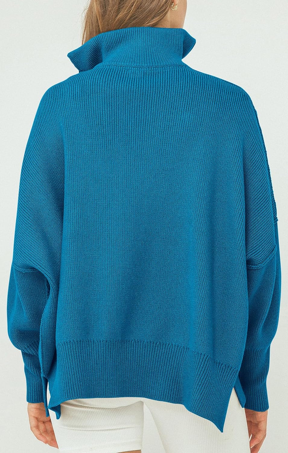 imagePRETTYGARDEN Womens 2023 Fall Pullover Oversized Sweaters Casual Long Sleeve Zip Up Collared Winter Tops BlouseBlue