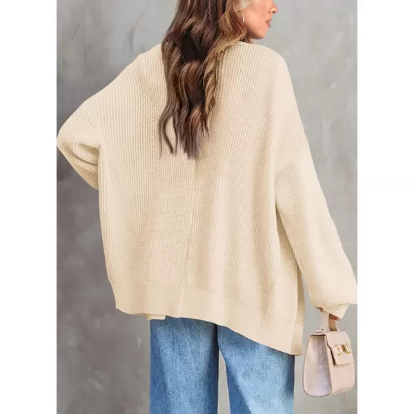 imagePRETTYGARDEN Fall Cardigan for Women 2023 Casual Long Sleeve Open Front Cable Knit Sweater OuterwearBeige Apricot