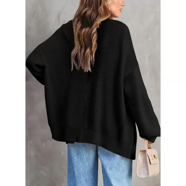 imagePRETTYGARDEN Fall Cardigan for Women 2023 Casual Long Sleeve Open Front Cable Knit Sweater OuterwearBlack